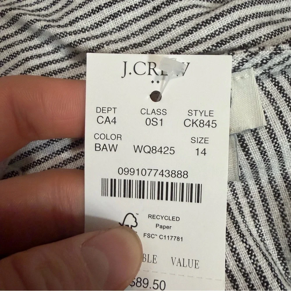 J crew Striped linen-blend sleeveless mini dress